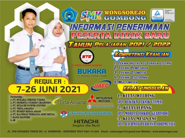 PENERIMAAN PESERTA DIDIK BARU JALUR REGULER  TAHUN 2021/2022